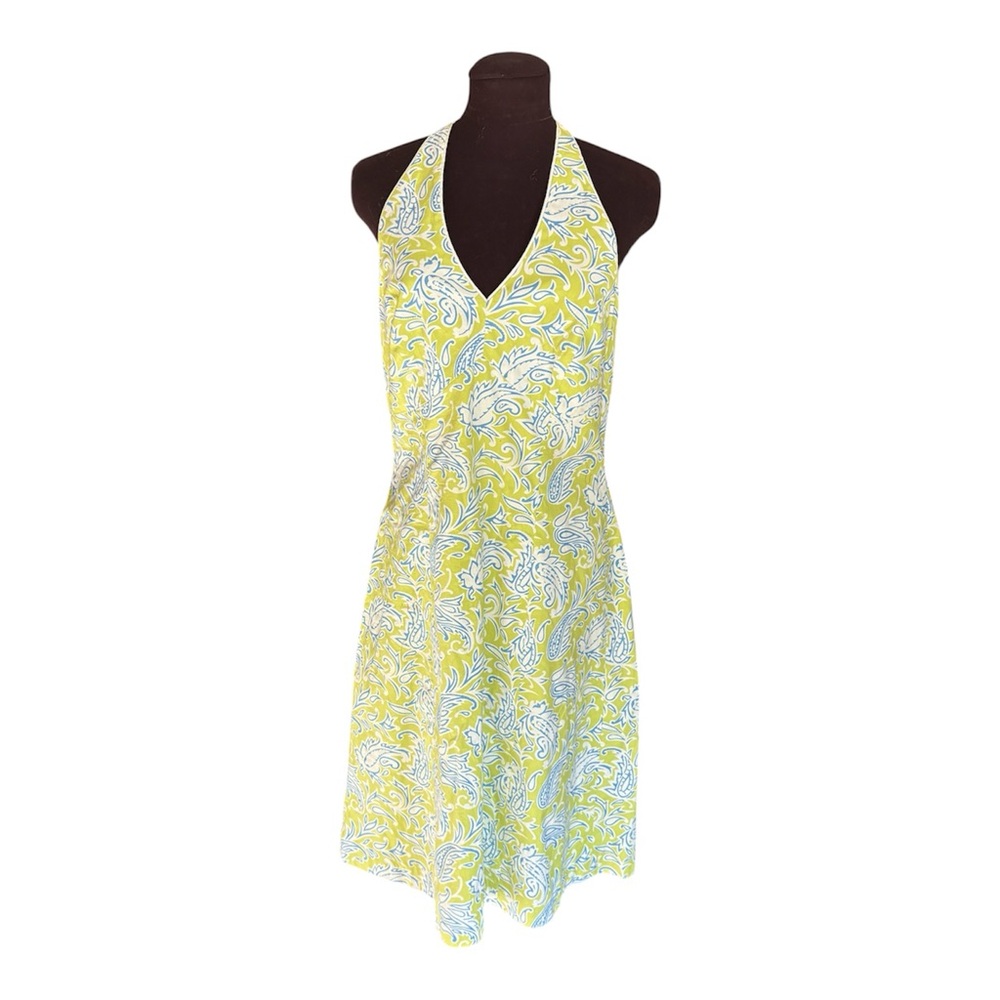J. McLaughlin Paisley Floral Halter Dress in Blue, Green & White Womens size 8 - Picture 3 of 9